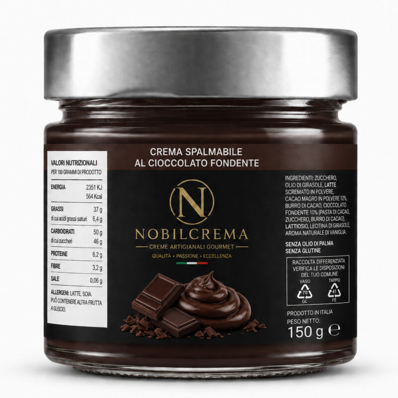 CREMA SPALMABILE AL CIOCCOLATO FONDENTE SENZA GLUTINE LATTOSIO